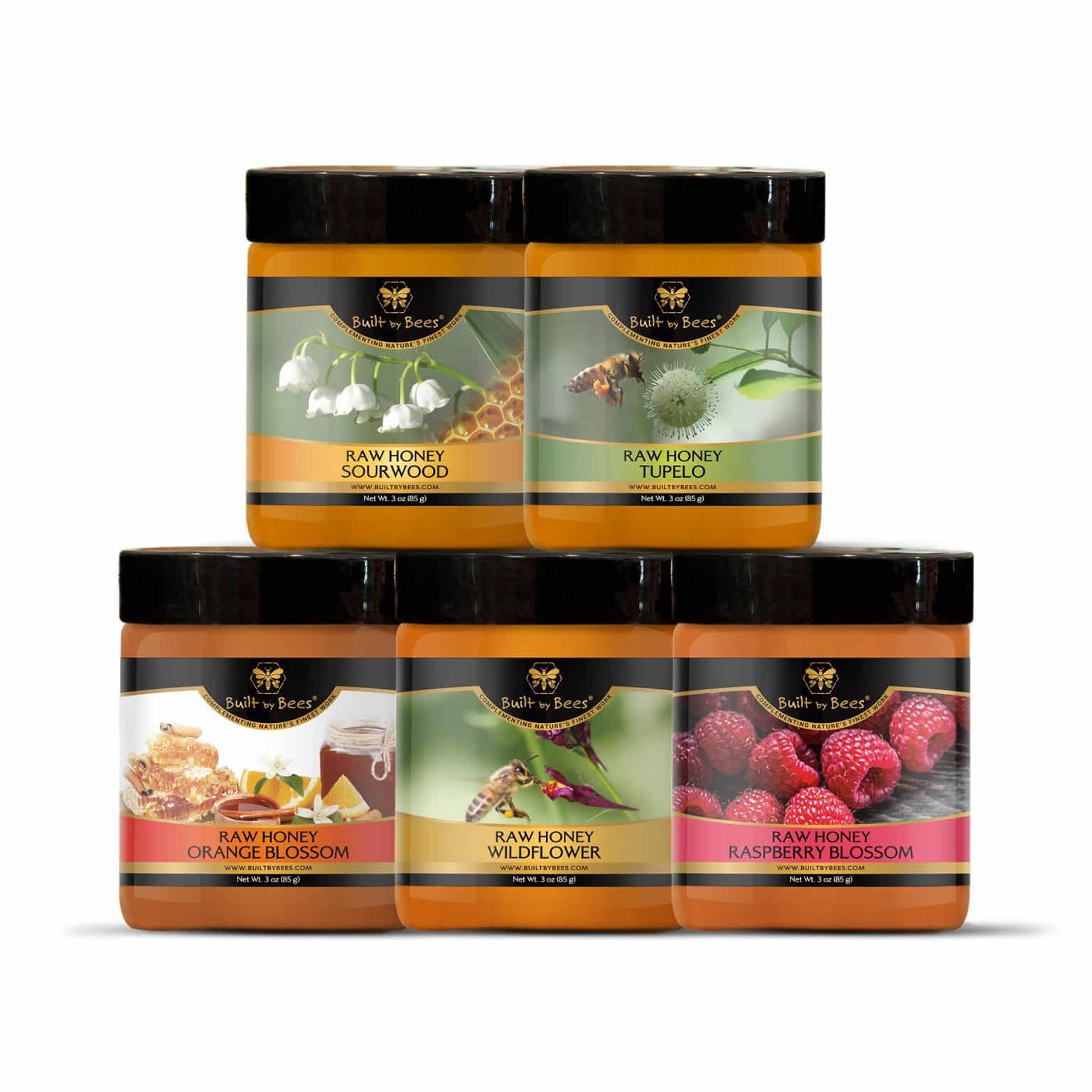 Five Pack Raw Honeys w.o Dipper